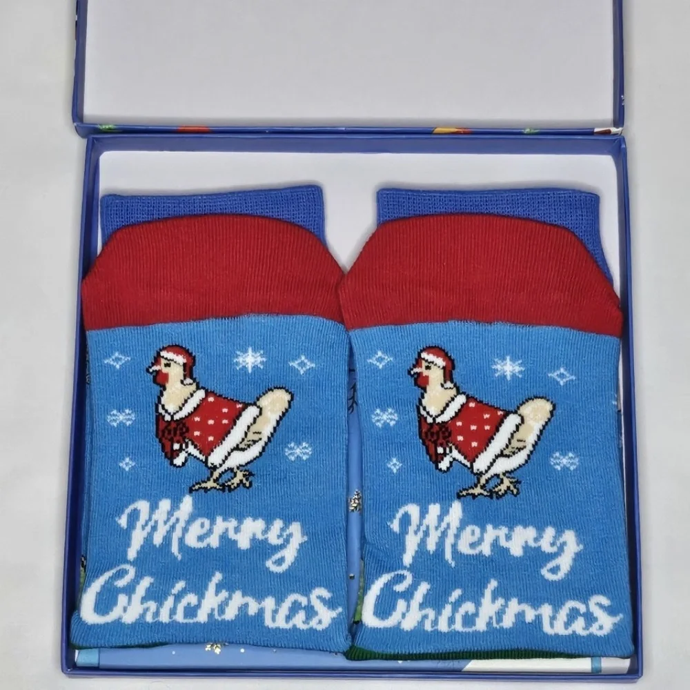 New Kids Happypop Merry Chickmas Christmas Chicken Socks Gift Size L 7-9Y